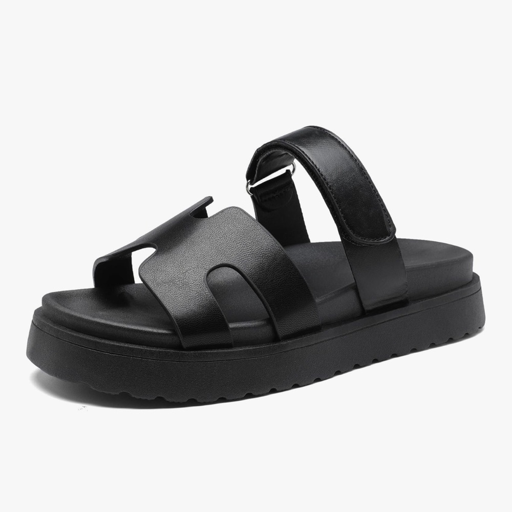 Black Women's H Chunky Sandals